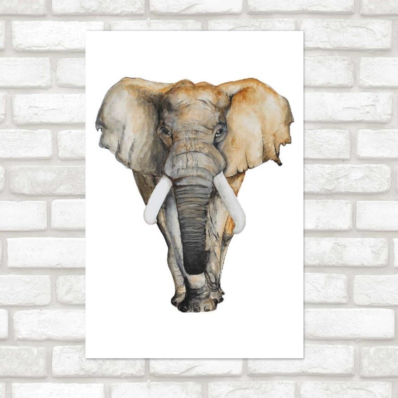 Poster Decorativo Elefante Africano Aquarela N07243 - Papel na Parede