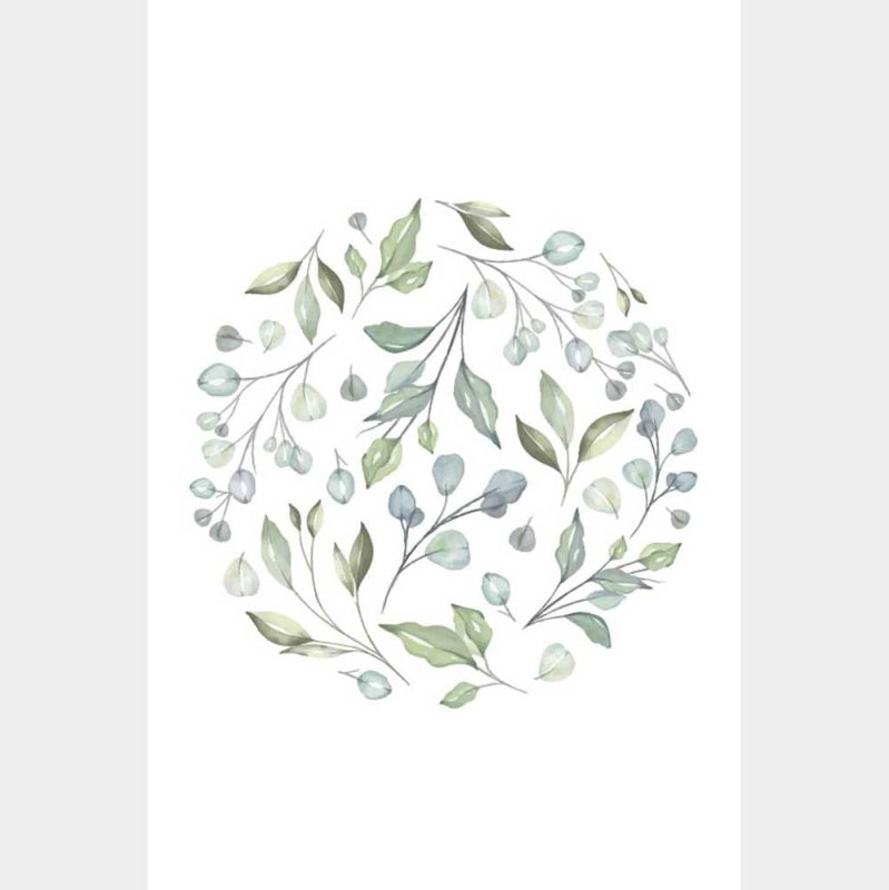 Poster Decorativo Esfera de folhas Verde N08284 - Papel na Parede