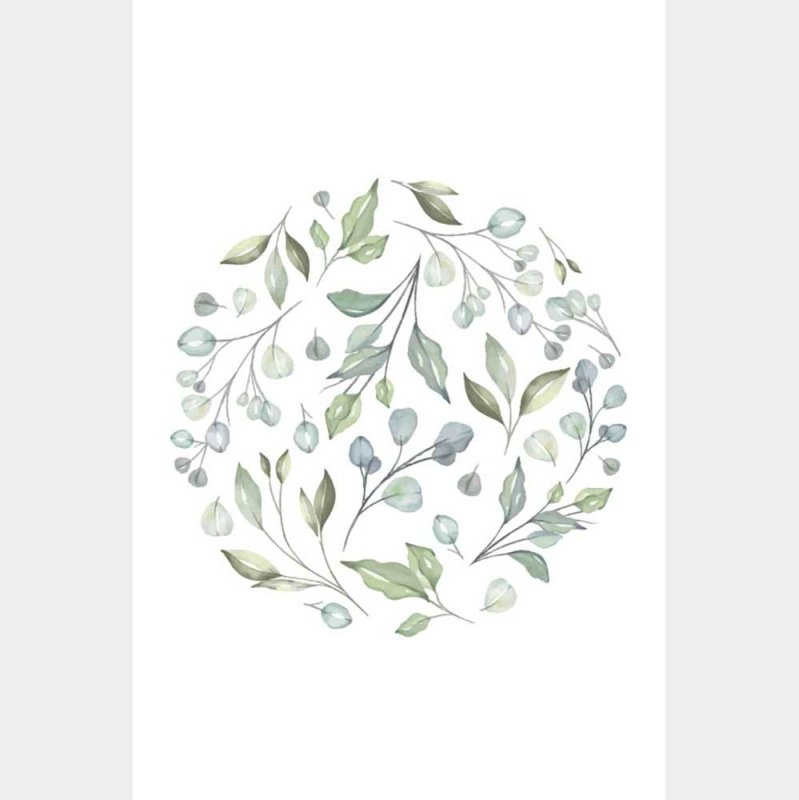 Poster Decorativo Esfera de folhas Verde N08284 - Papel na Parede