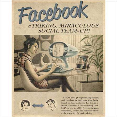 Poster decorativo Facebook Retrô 8507 - Papel na Parede