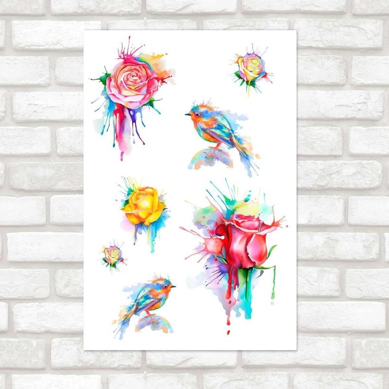 Poster Decorativo Floral Aquarela N010285 - Papel na Parede