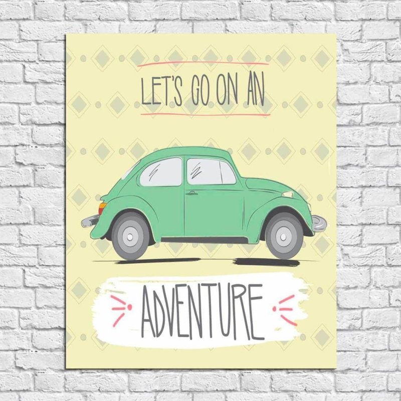 Poster Decorativo Fusca Verde 102040 - Papel na Parede