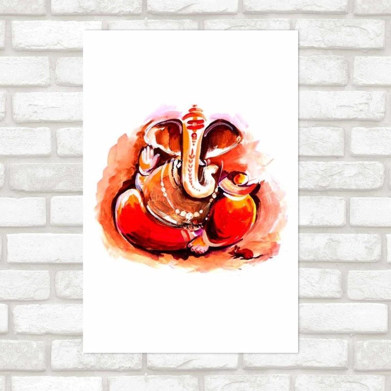 Poster Decorativo Ganesha Em Aquarela N09285 - Papel na Parede