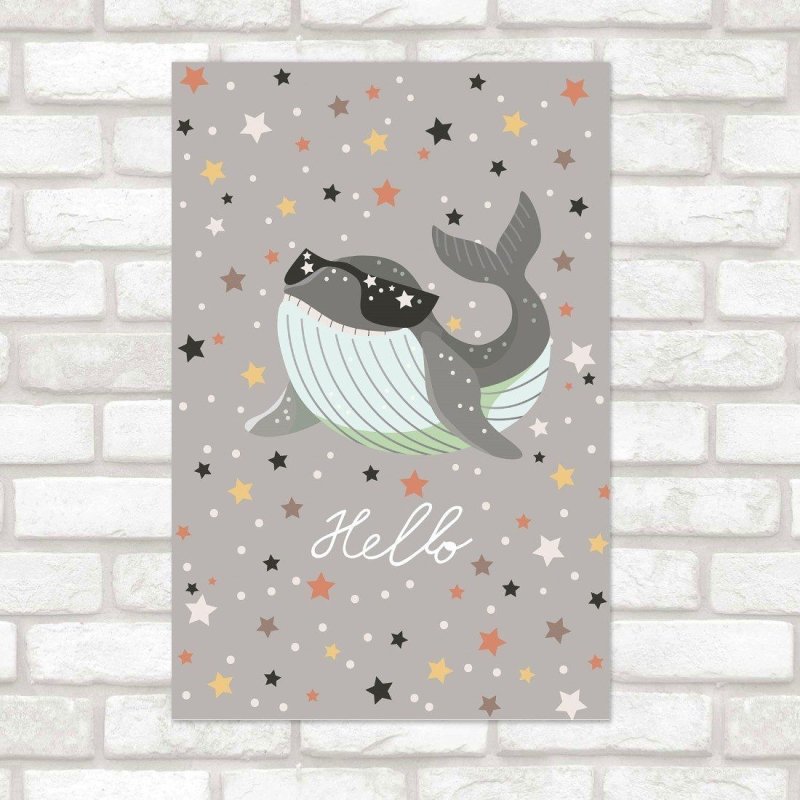 Poster Decorativo Infantil Baleia de Óculos N015257 - Papel na Parede