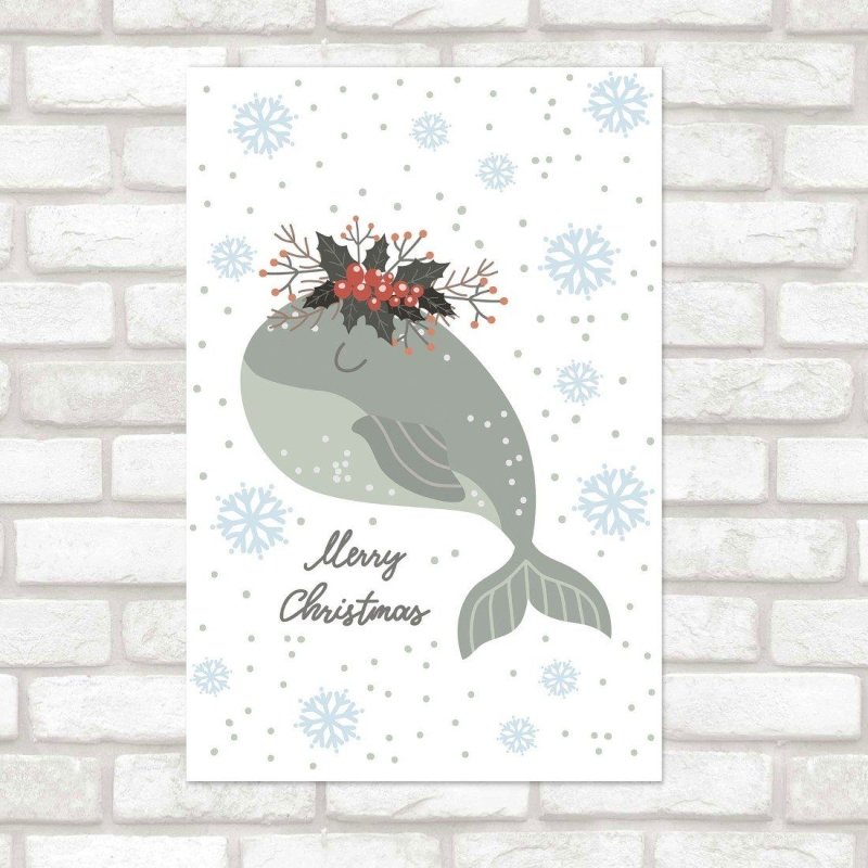 Poster Decorativo Infantil Baleia Natal N015258 - Papel na Parede