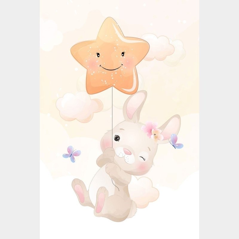 Poster Decorativo Infantil Coelhinha nas Nuvens N019134 - Papel na Parede