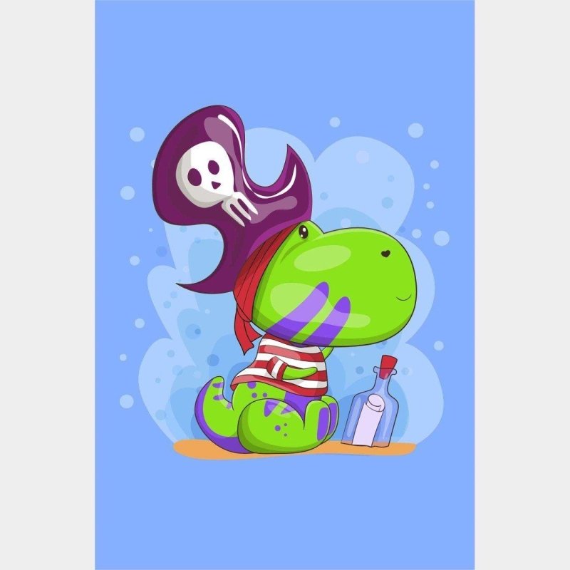 Poster Decorativo Infantil Dinossauro Pirata N014246 - Papel na Parede