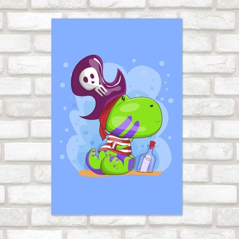Poster Decorativo Infantil Dinossauro Pirata N014246 - Papel na Parede