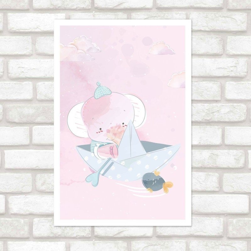Poster Decorativo Infantil Elefante Barquinho N015243 - Papel na Parede
