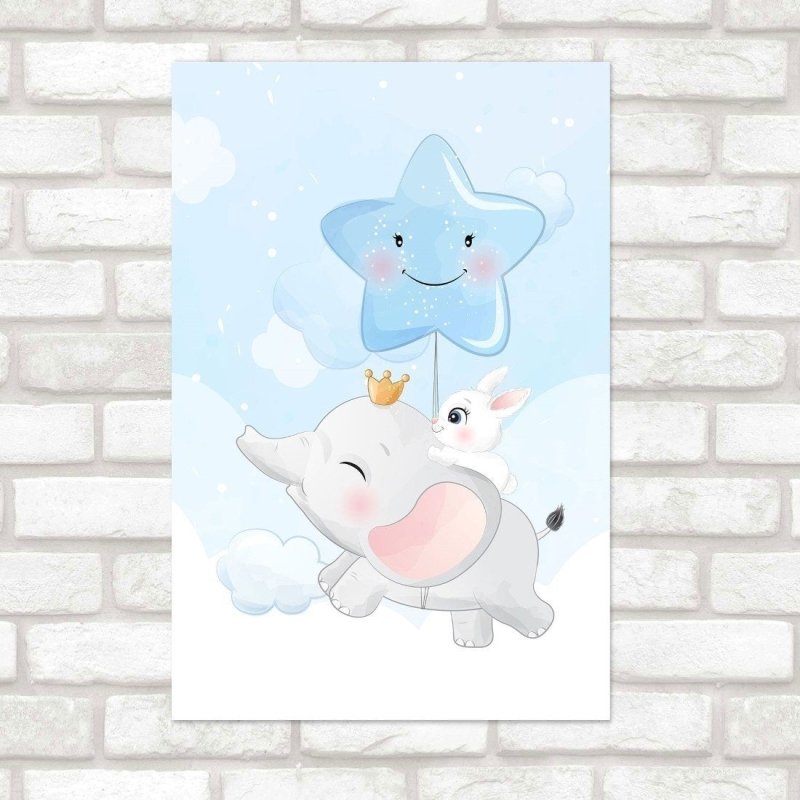 Poster Decorativo Infantil Elefante Coelho Viajantes N019139 - Papel na Parede