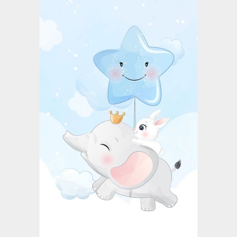 Poster Decorativo Infantil Elefante Coelho Viajantes N019139 - Papel na Parede