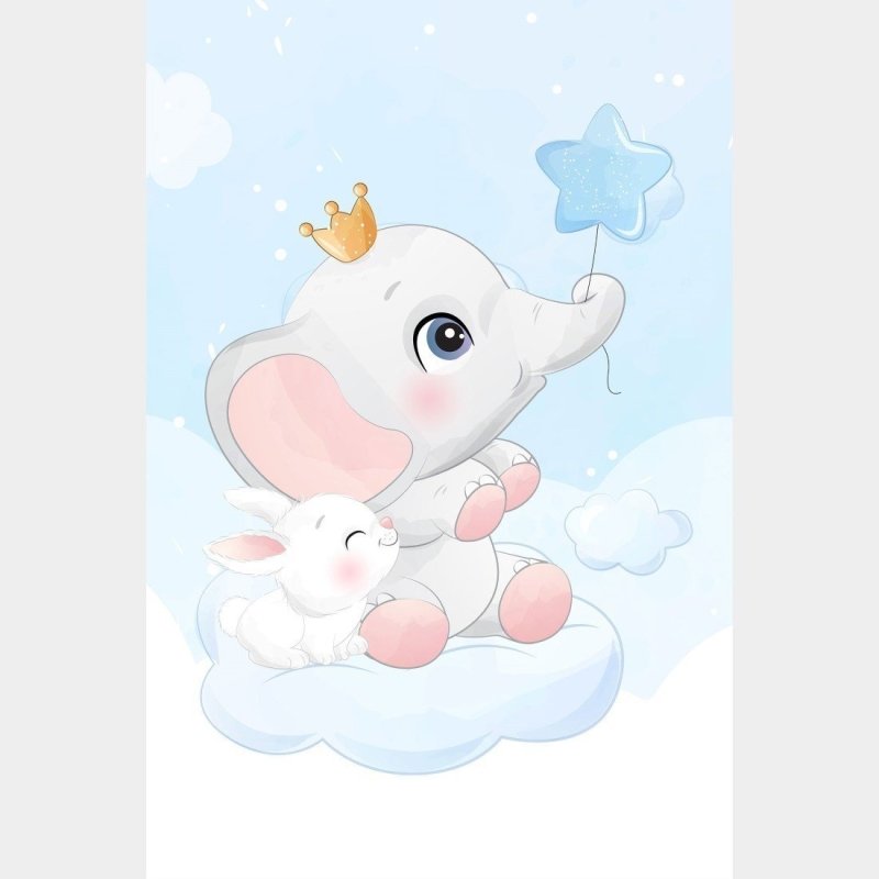 Poster Decorativo Infantil Elefantinho no Céu N019137 - Papel na Parede