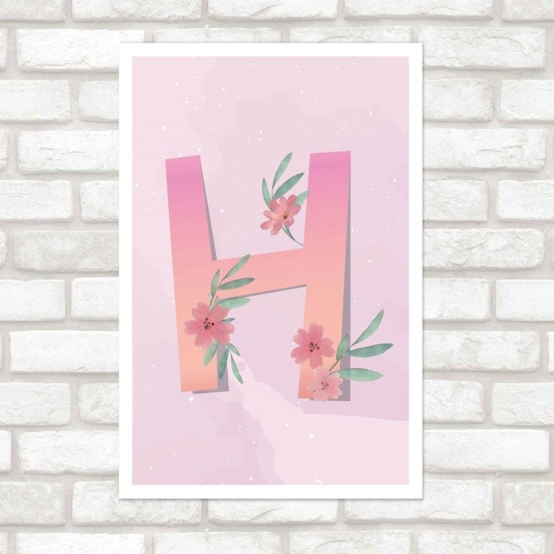 Poster Decorativo Infantil Floral Letrinha H N015245 - Papel na Parede