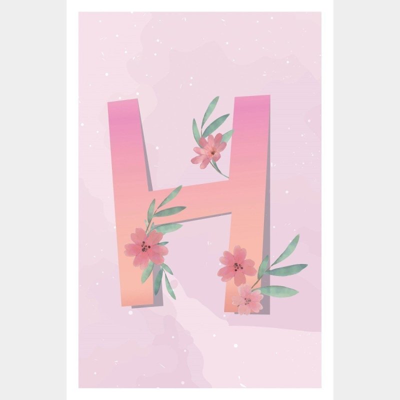Poster Decorativo Infantil Floral Letrinha H N015245 - Papel na Parede