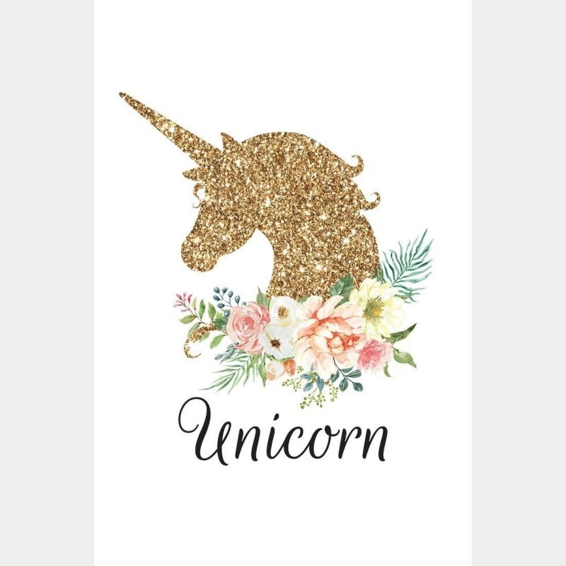 Poster Decorativo Infantil Flores e Unicórnio N015231 - Papel na Parede