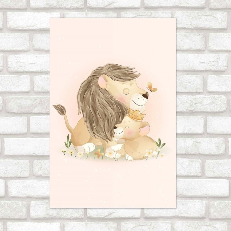 Poster Decorativo Infantil Leãozinho Rei e Príncipe N019144 - Papel na Parede