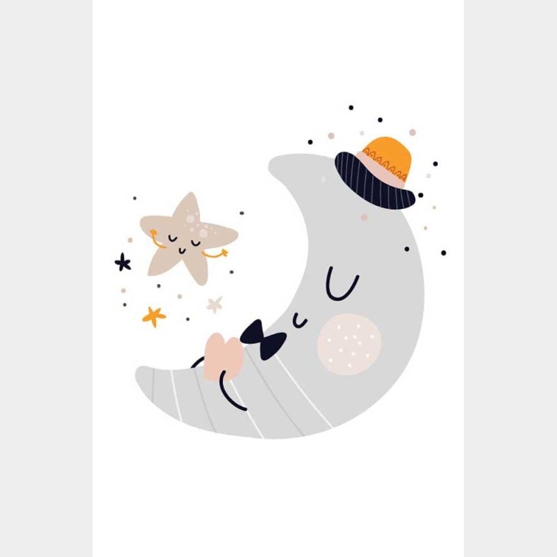 Poster Decorativo Infantil Lua e Estrela N08300 - Papel na Parede