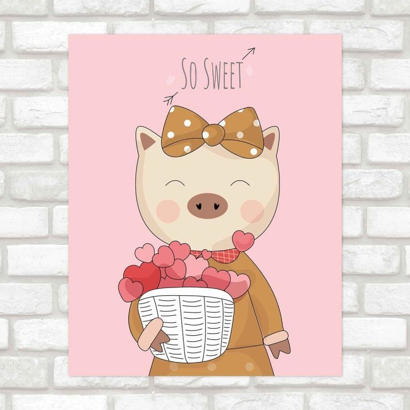 Poster Decorativo infantil porquinho So sweet PA046 - Papel na Parede