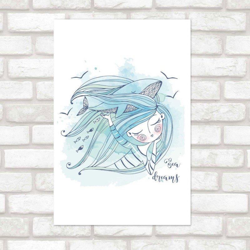 Poster Decorativo Infantil Sereia e Baleia N015265 - Papel na Parede