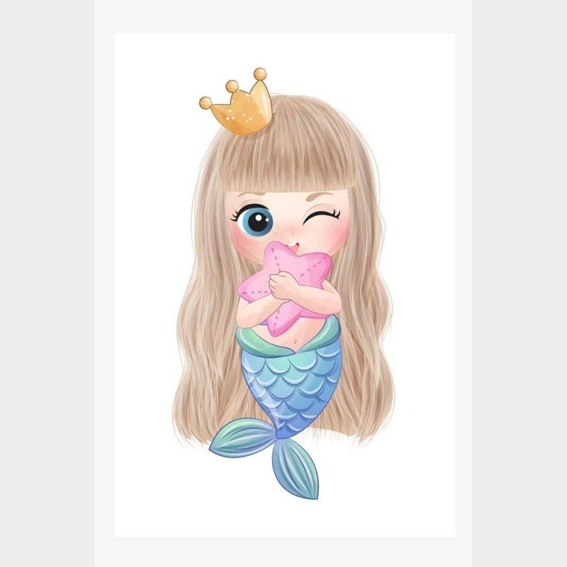 Poster Decorativo Infantil Sereia N014238 - Papel na Parede