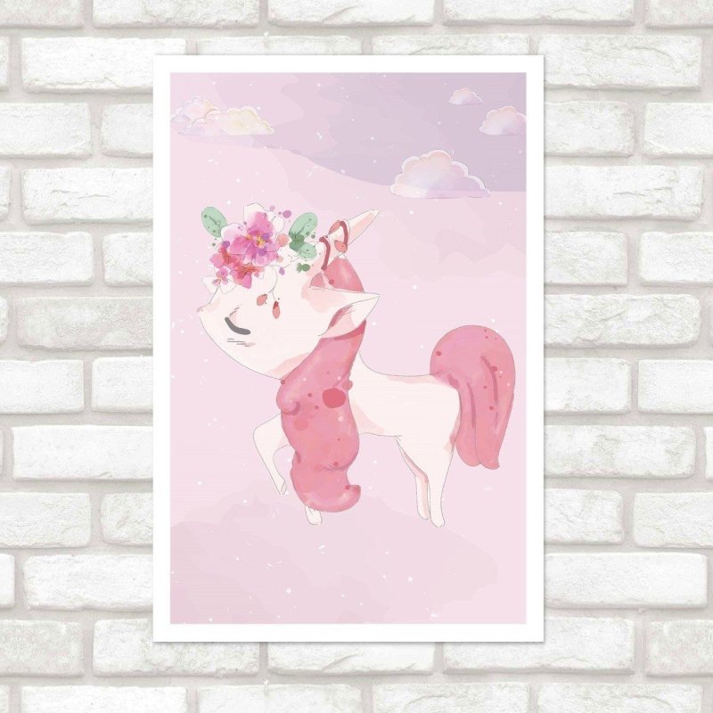 Poster Decorativo Infantil Unicórnio Aquarela N015246 - Papel na Parede