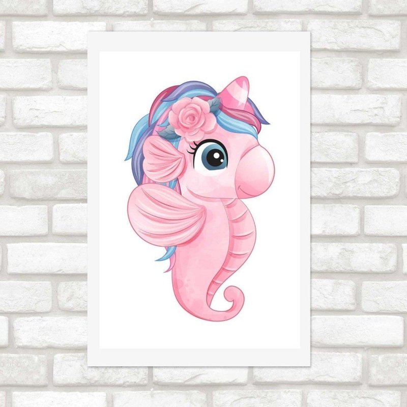 Poster Decorativo Infantil Unicórnio Marinho N014237 - Papel na Parede