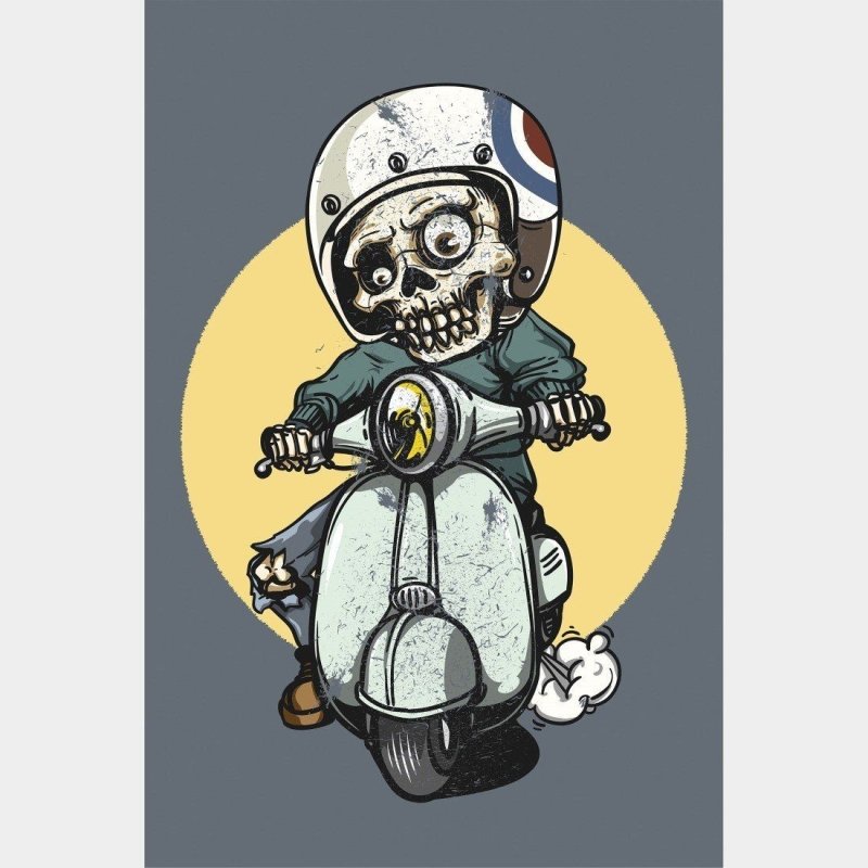 Poster Decorativo Jovem Caveira na Moto N015262 - Papel na Parede