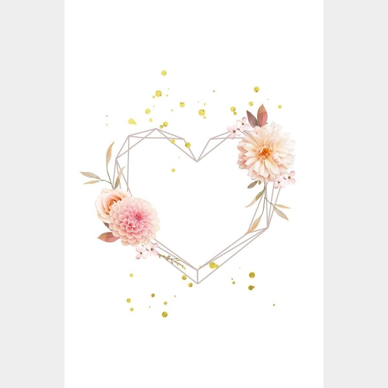Poster Decorativo Jovem Coração Floral N016089 - Papel na Parede