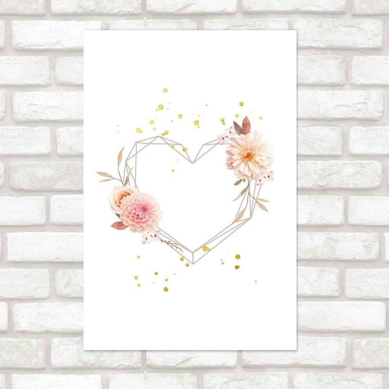 Poster Decorativo Jovem Coração Floral N016089 - Papel na Parede