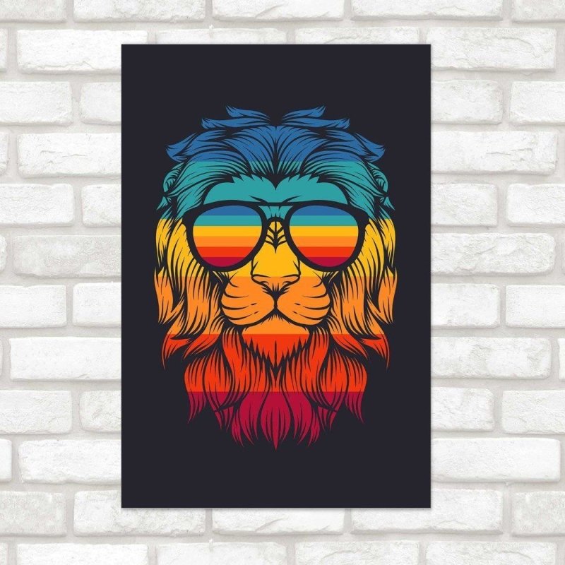 Poster Decorativo Leão Colorido N014250 - Papel na Parede