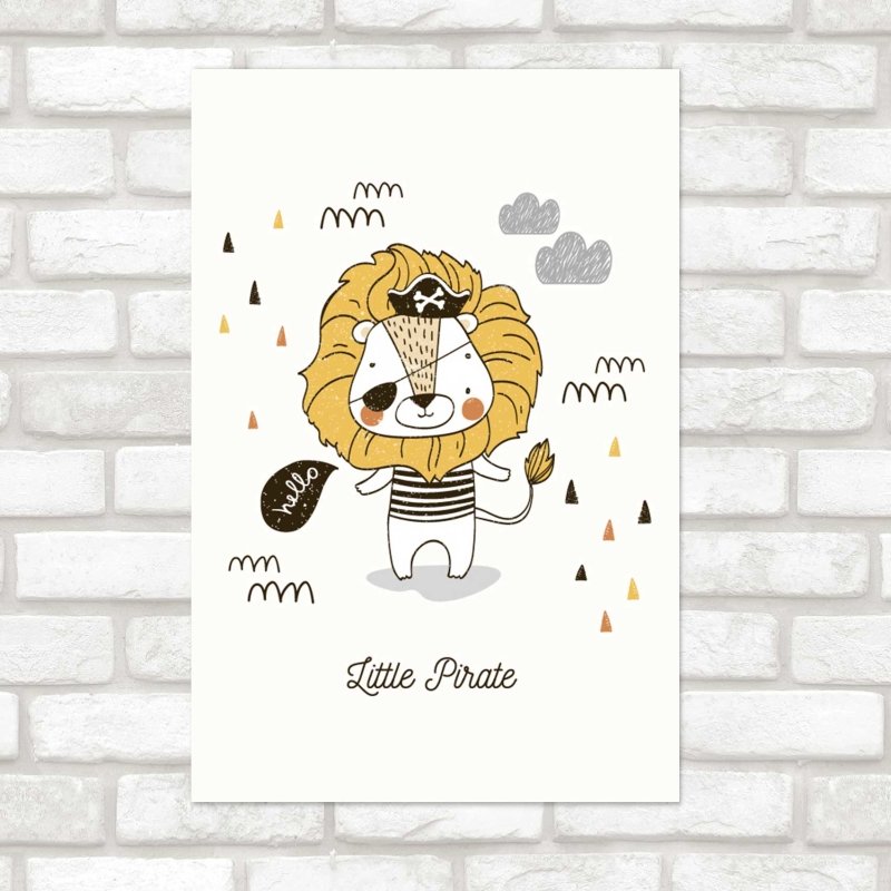 Poster Decorativo Leão Pirata N08283 - Papel na Parede