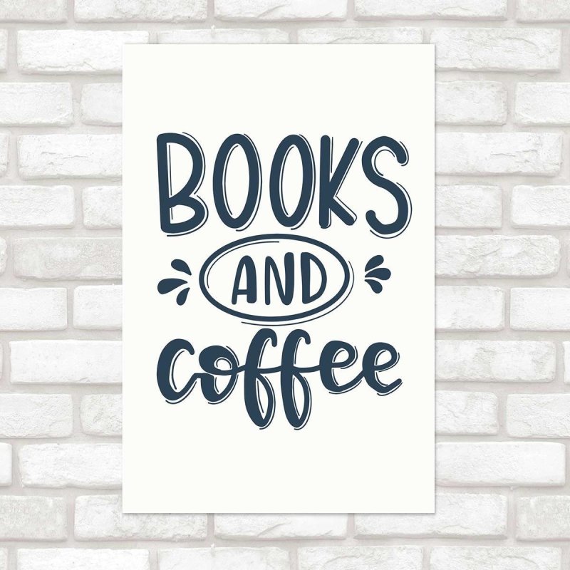 Poster Decorativo Lettering Books And Coffe N010218 - Papel na Parede