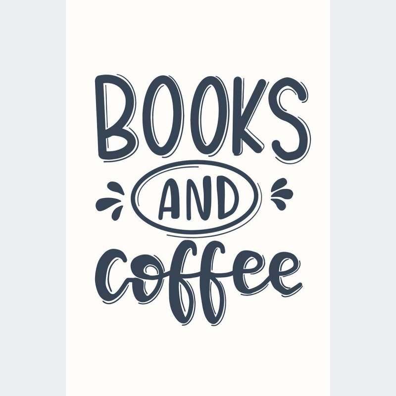 Poster Decorativo Lettering Books And Coffe N010218 - Papel na Parede