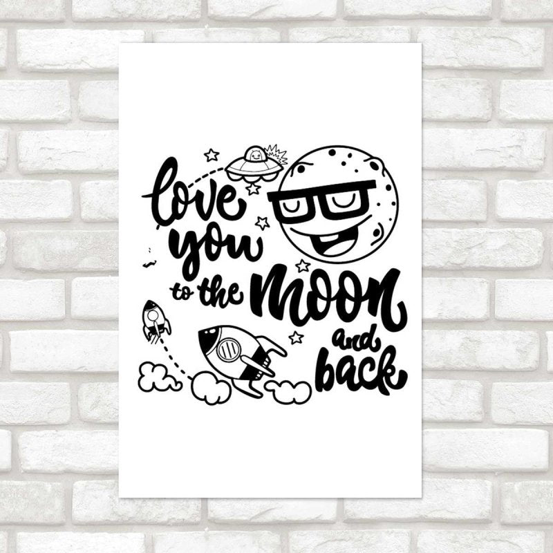 Poster Decorativo Lettering Love you to the moon and back N07273 - Papel na Parede