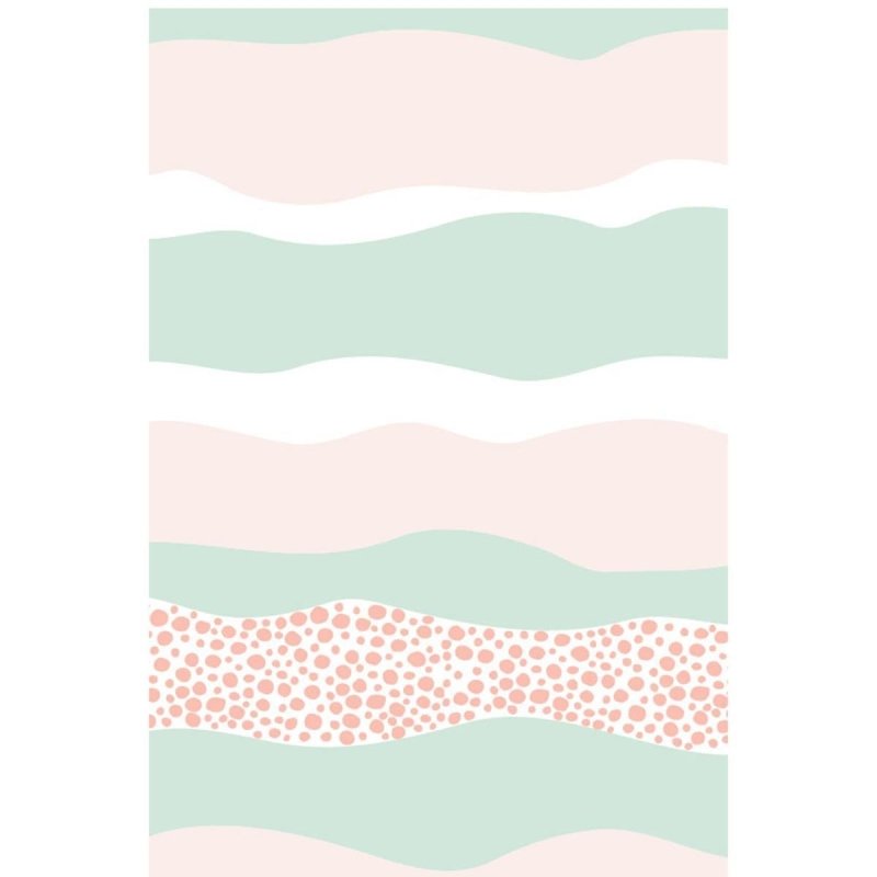 Poster Decorativo Listras Abstratas Rosa e Verde N07279 - Papel na Parede