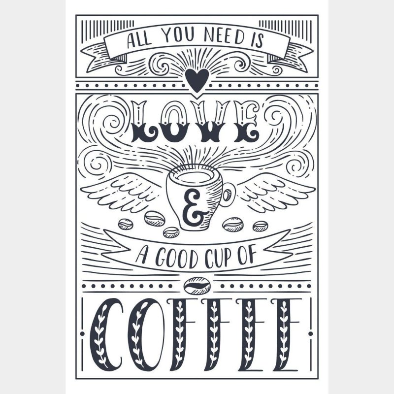 Poster Decorativo Love and Coffe N015214 - Papel na Parede