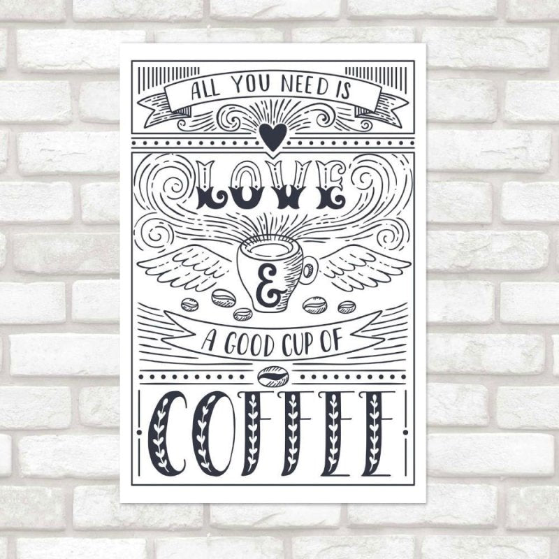 Poster Decorativo Love and Coffe N015214 - Papel na Parede