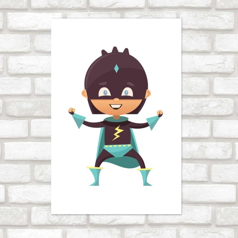 Poster Decorativo Menino Herói Preto e Verde N07220 - Papel na Parede