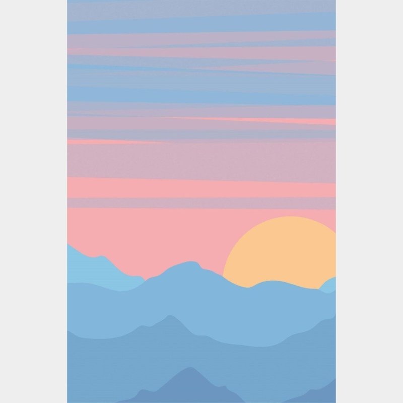 Poster Decorativo Paisagem Montanhas Por do Sol N015237 - Papel na Parede