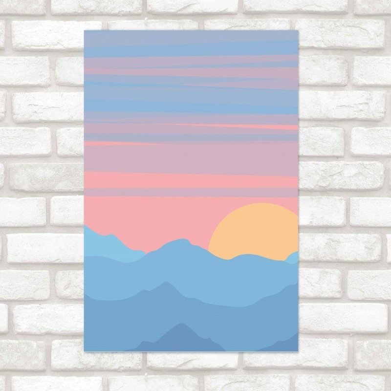 Poster Decorativo Paisagem Montanhas Por do Sol N015237 - Papel na Parede