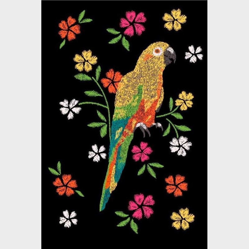 Poster Decorativo Papagaio E Flores N09241 - Papel na Parede