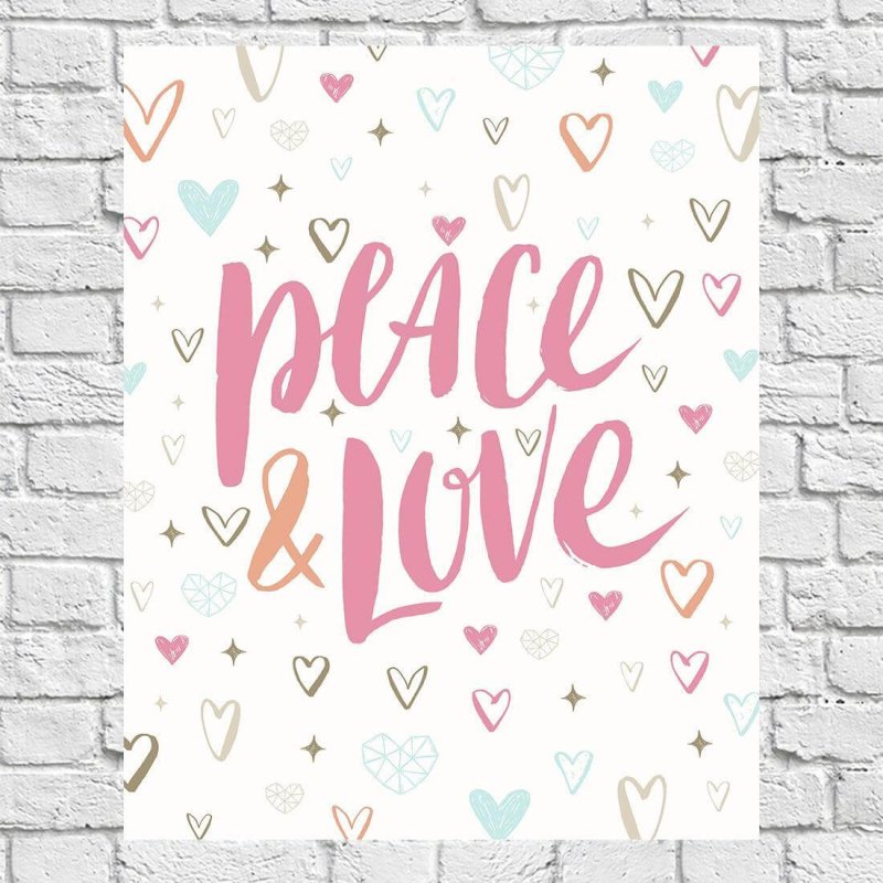 Poster Decorativo Paz e Amor Coração 16683 - Papel na Parede