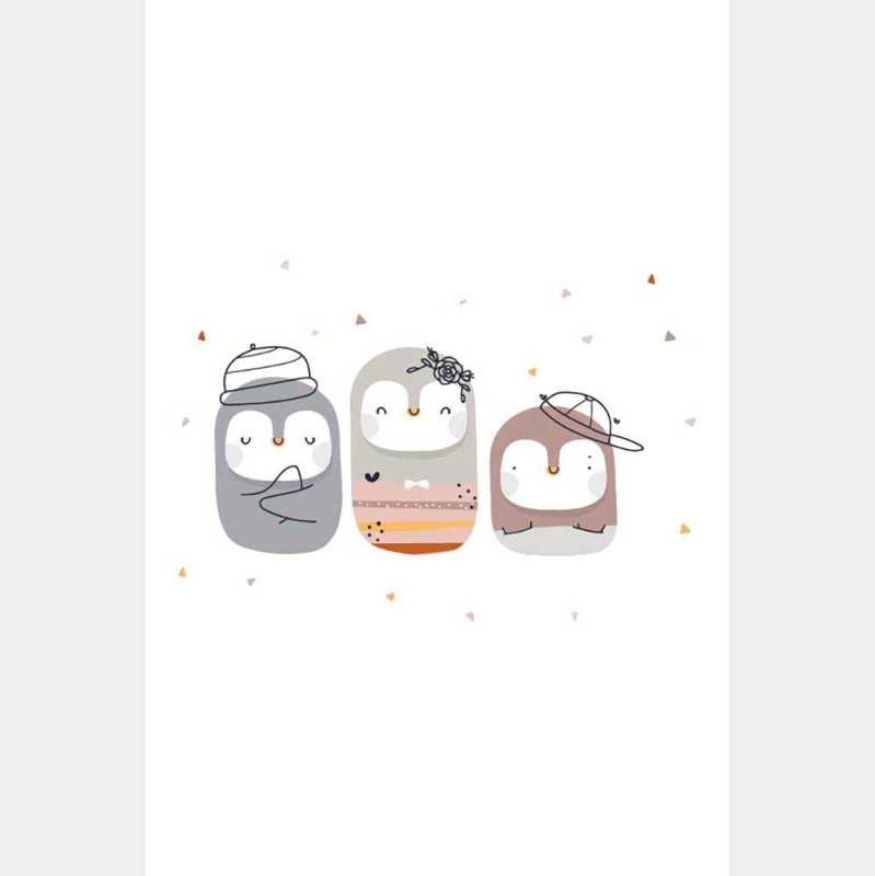 Poster Decorativo Pinguins Fofos Cartoon N08279 - Papel na Parede