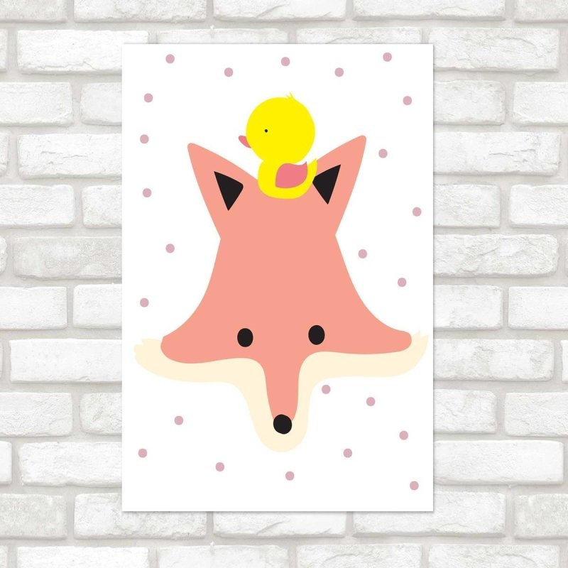 Poster Decorativo Raposa e Patinho de Borracha N07235 - Papel na Parede