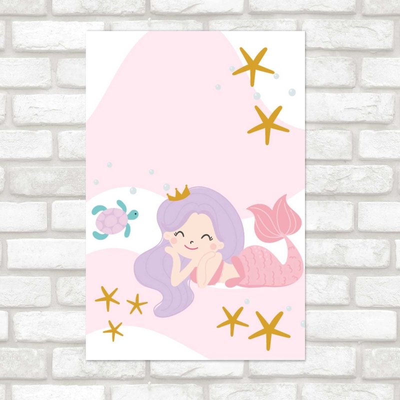 Poster Decorativo Sereia Rosa N08123 - Papel na Parede