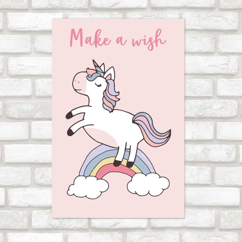 Poster Decorativo Unicórnio Make a Wish N07229 - Papel na Parede