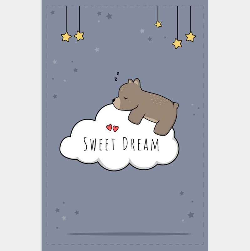 Poster Decorativo Urso Dormindo Sweet Dream N08280 - Papel na Parede
