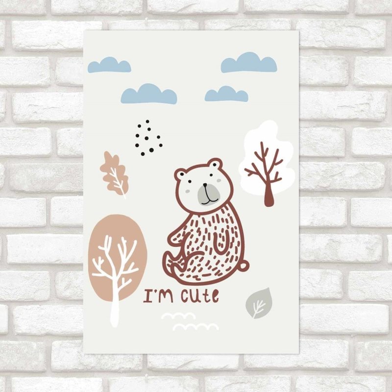 Poster Decorativo Urso E Árvores N09268 - Papel na Parede