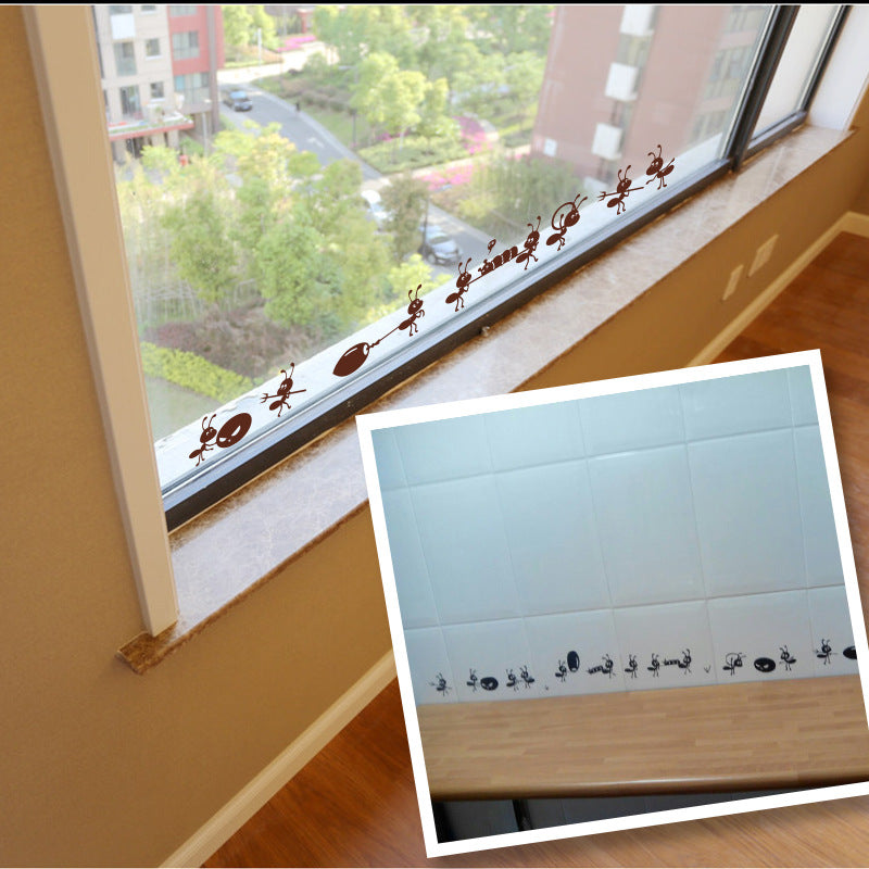 2 pçs/lote Adesivo de Parede Formigas de Desenhos Animados Preto para Sala de Crianças Sala de Estar Janelas Decoração de Casa Adesivos de Parede Adesivo de Vidro Decoração de Casa