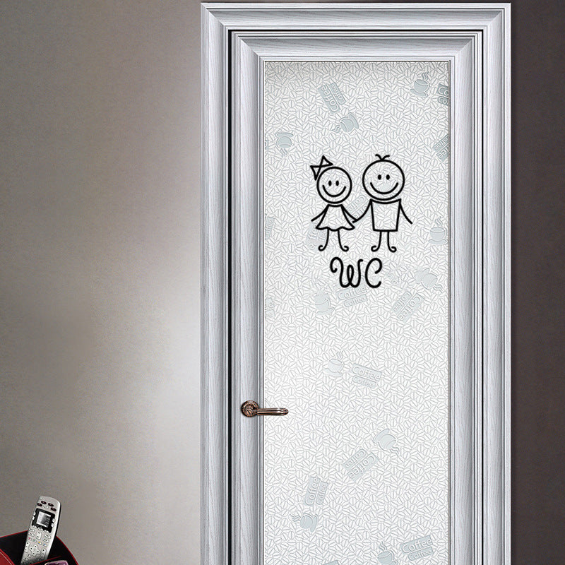 Decoração de porta de banheiro de desenho animado para banheiro masculino e feminino adesivos de parede de banheiro decalques de parede criativos pôster de parede de vinil PVC removível